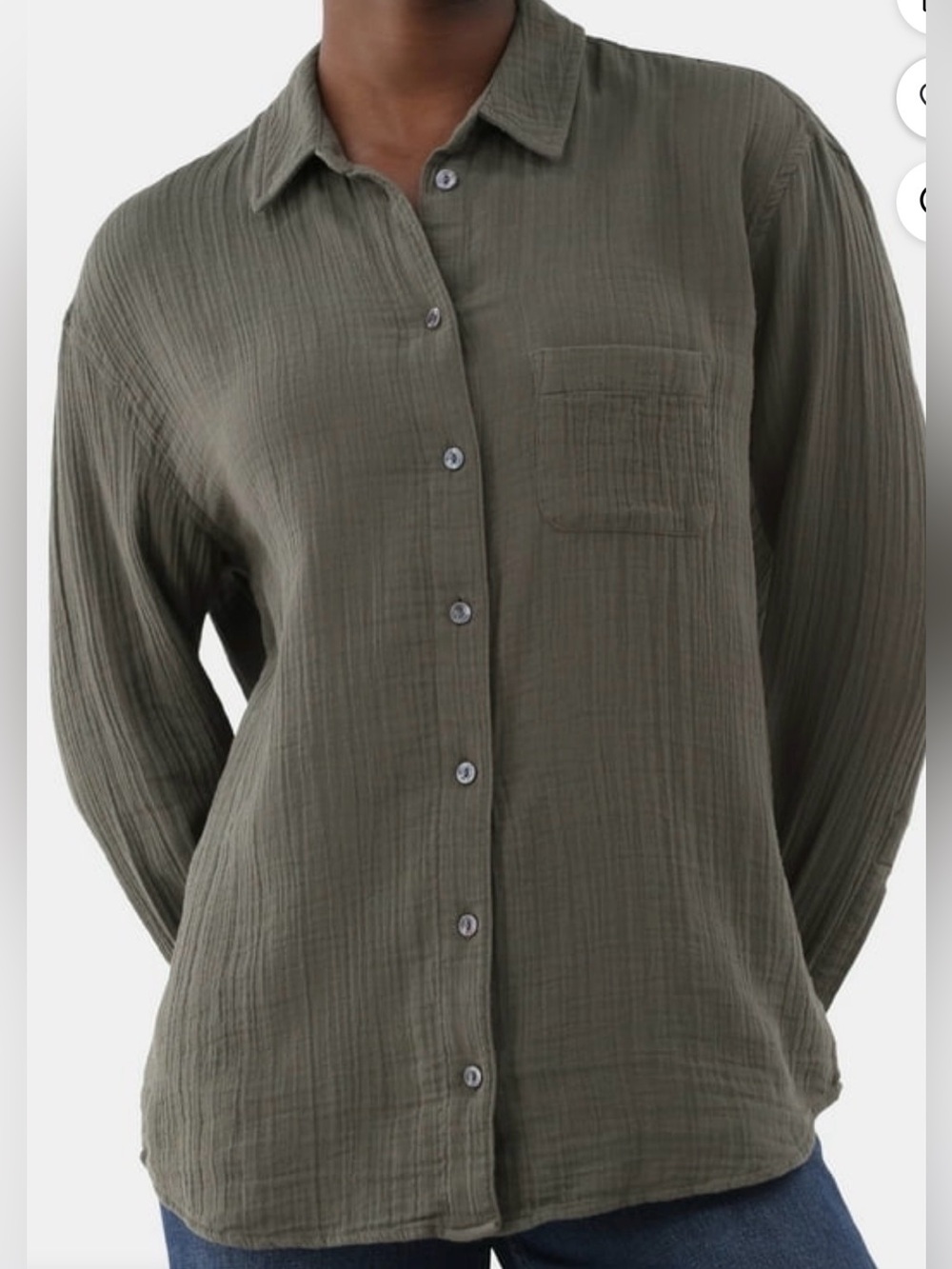 Time and Tru Double Cloth Cotton Shirt Medium Dark Ivy